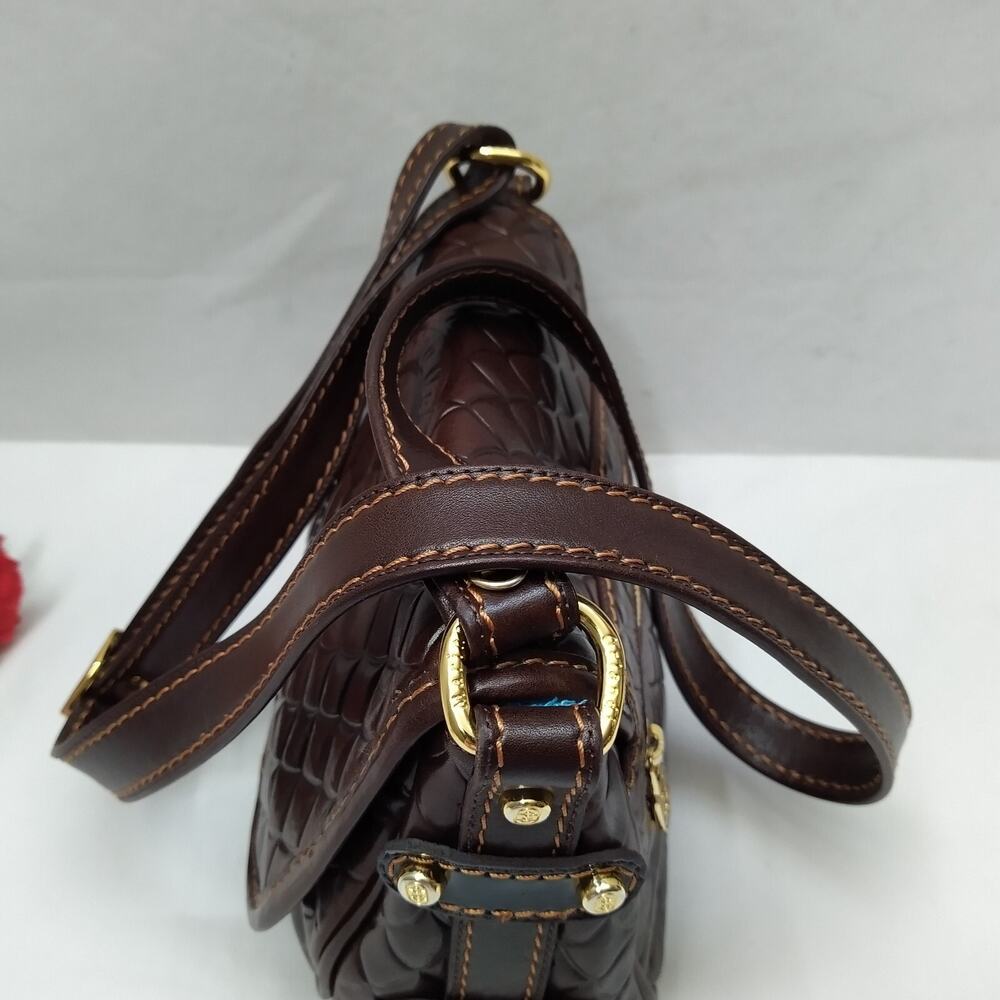 Marino Orlandi Brown Leather Turnlock Flap Closure Crossbody Bag - Picture 6 of 16